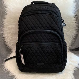 Vera Bradley Essential Large Backpack Classic Black with Large Laptop Pocket NWT